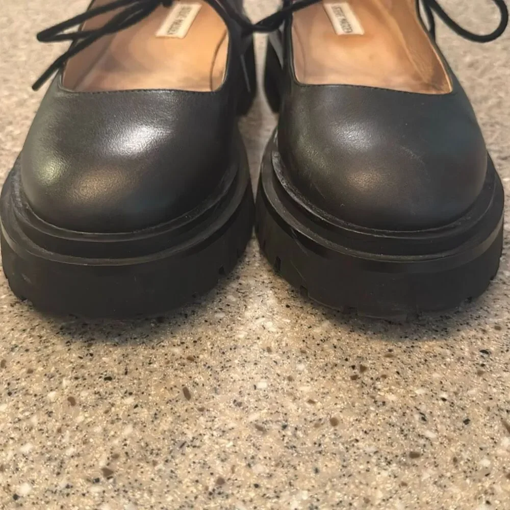 STEVE MADDEN Landon Black Lug Sole Ballet Platform Mary Jane